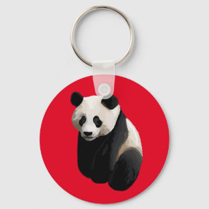 Realistic Panda Red Keychain