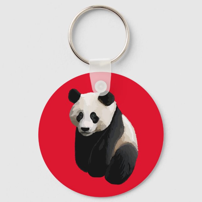 Realistic Panda Red Keychain (Front)