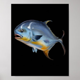 Realistic Permit Fish For Lovers Of Fishing Or Ich Poster