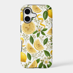 Realistic Pressed Lemon & Botanical Floral Pattern