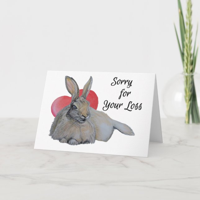 Realistic Rabbit Sorry for Your Loss Art Bunny Card (Front)