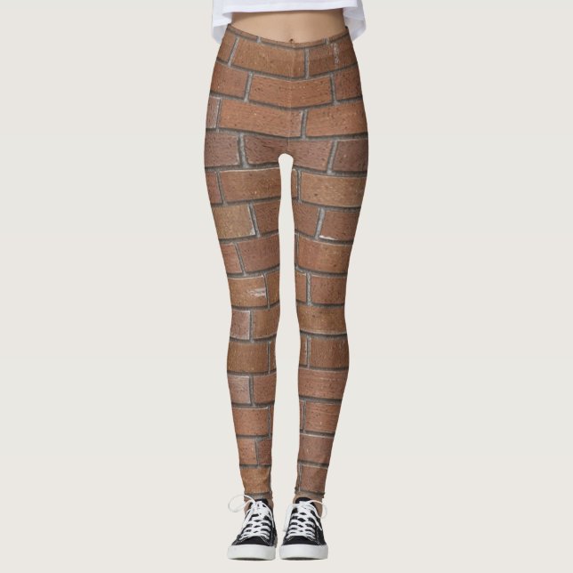 Realistic Red Terra Cotta Bricks Texture Leggings (Front)