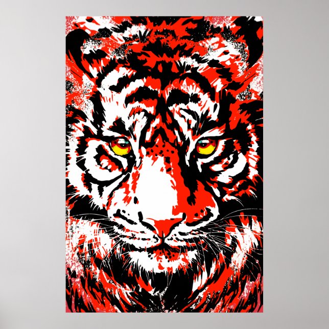 Realistic Red Tiger Head - Tiger Poster (Front)