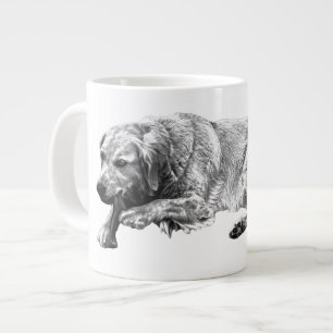 Realistic Resting Dog For Cozy Peaceful Morning Si Large Coffee Mug