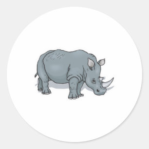 realistic rhinoceros design classic round sticker