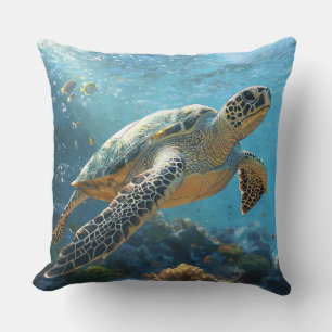 Realistic sea turtle 🐢 for marine decor cushion