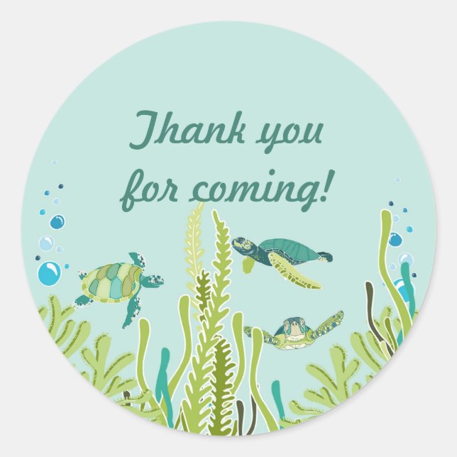 Realistic Sea Turtles Customisable Party Favour Classic Round Sticker (Front)