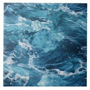 Realistic Sea Waves, Repeatable, Oceanic Design Ceramic Tile