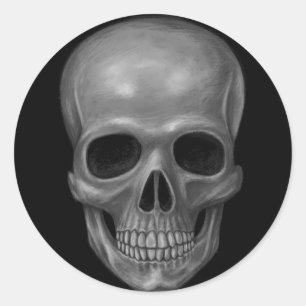 Realistic Skull Classic Round Sticker