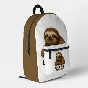 Realistic Sloth Sticker Printed Backpack