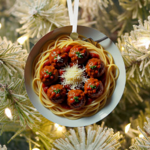 Realistic Spaghetti Personalized Christmas Metal Tree Decoration