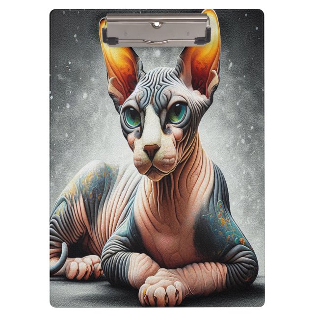 Realistic Sphynx Cat, Sphynx Hairless Cat Lover Clipboard (Front)
