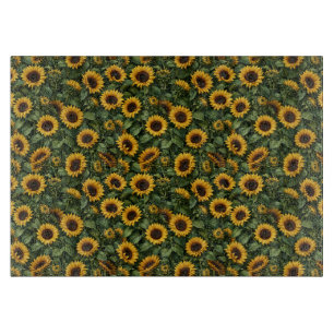 Realistic Sunflower Botanical Art Cutting Board