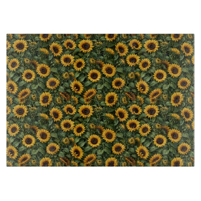 Realistic Sunflower Botanical Art Cutting Board (Front)