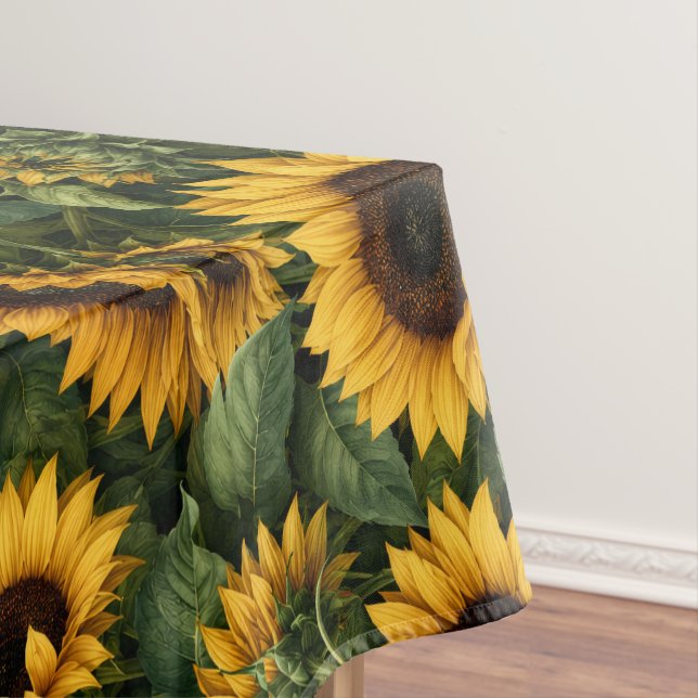 Realistic Sunflower Botanical Art Tablecloth (In Situ)