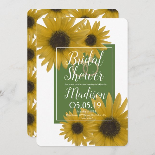 Realistic Sunflower Foil Ring Bridal Shower Invitation (Front/Back)