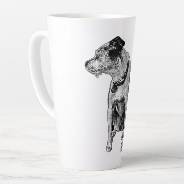 Realistic Terrier Mix Sitting Portrait Mug (Left Angle)