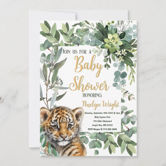 Realistic Tiger Cub Gender Neutral Baby Shower Invitation (Front)