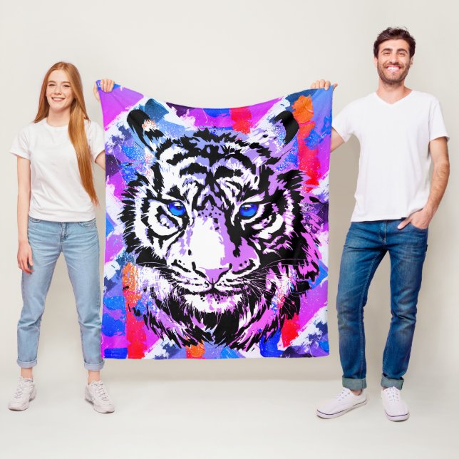 Realistic Tiger Fleece Blanket - Cool Tiger Head (In Situ)