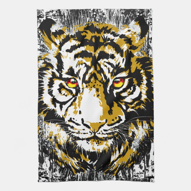 Realistic Tiger Kitchen Towel - Cool Tiger Head  (Vertical)