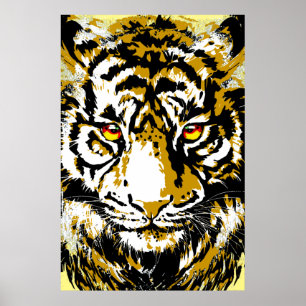 Realistic Tiger Poster - Beige Tiger Head Drawing