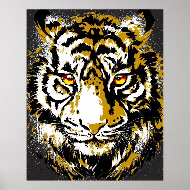 Realistic Tiger Poster - Cool Tiger Head Drawing (Front)