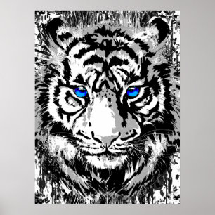 Realistic Tiger Poster - White Tiger Head