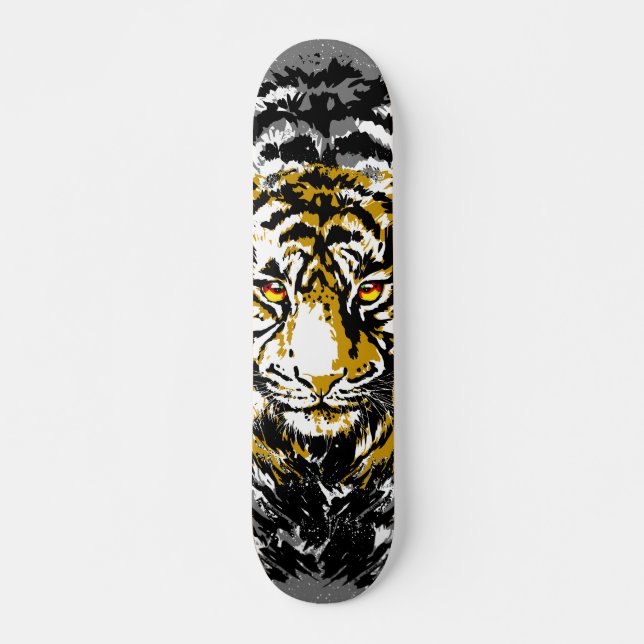Realistic Tiger Skateboard - Tiger Head Drawing  (Front)