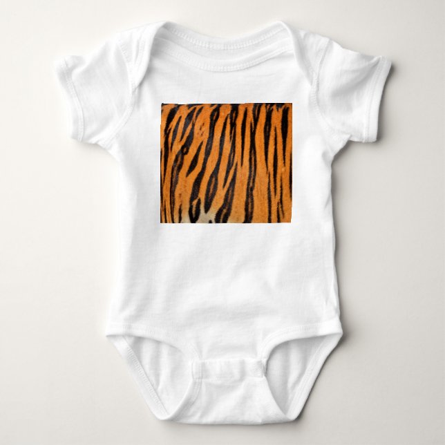 Realistic tiger skin texture. baby bodysuit (Front)