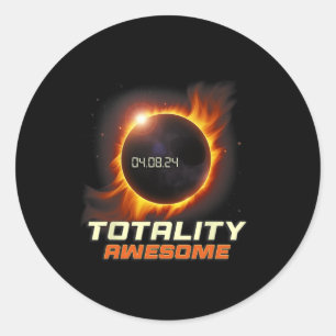 Realistic Total Solar Eclipse 2024 Totality Awesom Classic Round Sticker