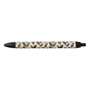 Realistic Tropical Banana Leaves Pattern Black Ink Pen