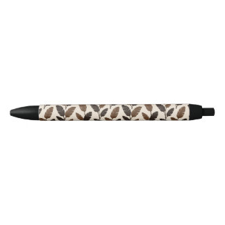 Realistic Tropical Banana Leaves Pattern Black Ink Pen