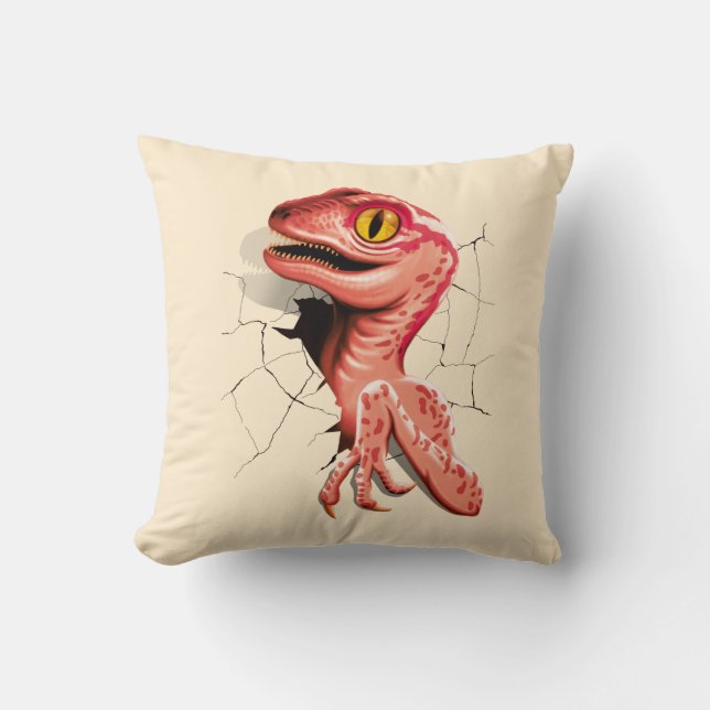 Realistic Velociraptor Dinosaur Hatching Cushion (Front)