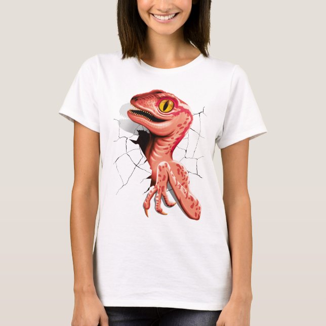 Realistic Velociraptor Dinosaur Hatching T-Shirt (Front)