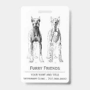 Realistic Veterinarian Anatomical Dogs ID Badge