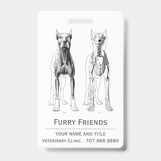 Realistic Veterinarian Anatomical Dogs ID Badge (Front)