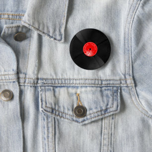 Realistic Vinyl Record Pin Button