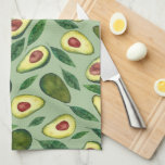 Realistic Watercolor Avocado Pattern Green Tea Towel<br><div class="desc">Beautiful watercolor avocado illustration.</div>