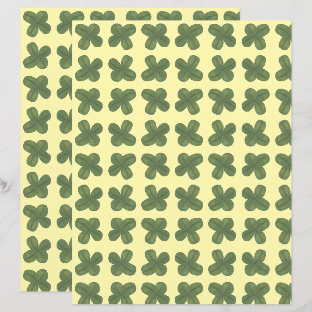 Realistic, Whimsical Shamrocks Pattern Scrapbook (Front/Back)
