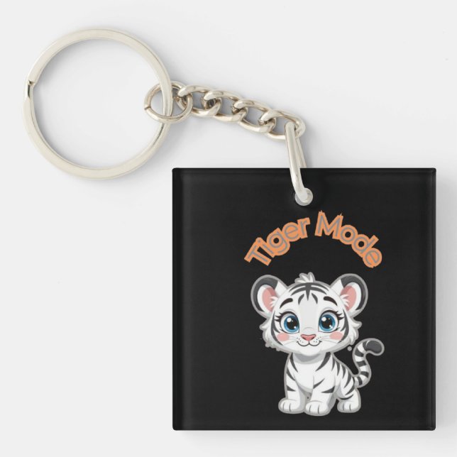 Realistic White Tiger – Photorealistic Wildlife Ar Key Ring (Front)