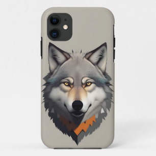 Realistic Wolf Face with Piercing Yellow Eyes iPhone 11 Case