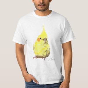 Realistic Yellow Cockatiel Bird Modern Art T-Shirt