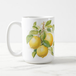 REALISTIC YELLOW LEMONS ON LEMON BRANCHES COFFEE MUG