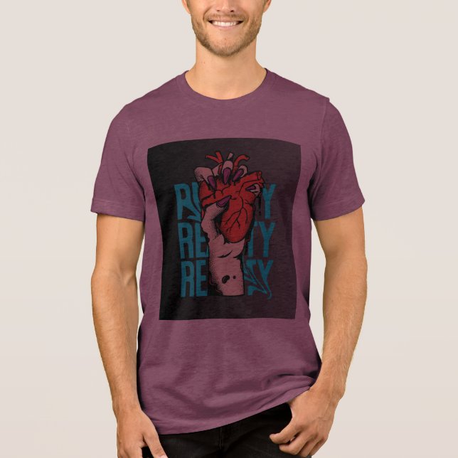 Reality Hits Different Minimal Hand Concept Design Tri-Blend Shirt (Front)