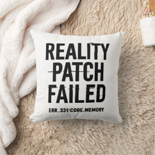 Reality Patch Failed - Glitched Typography Cushion