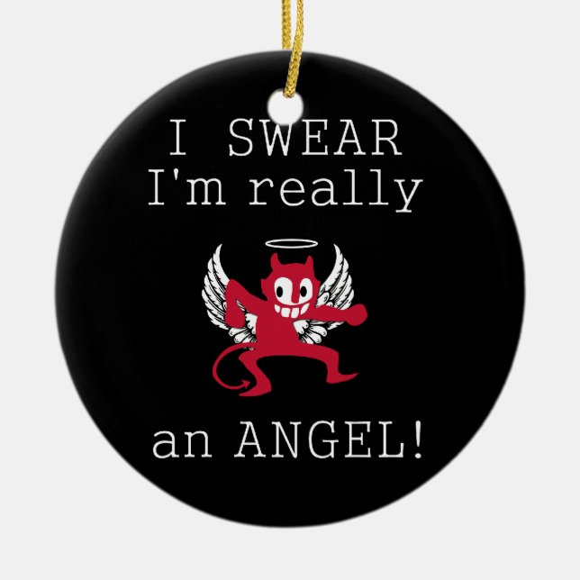 Really an Angel ornament, customise Ceramic Tree Decoration (Front)