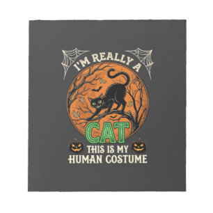 Really Cat Black Halloween Moon Pumpkins Notepad