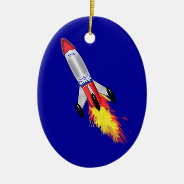 Really Cool Rocket Ceramic Ornament (Front)