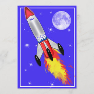 Really Cool Rocket in Space Invitation
