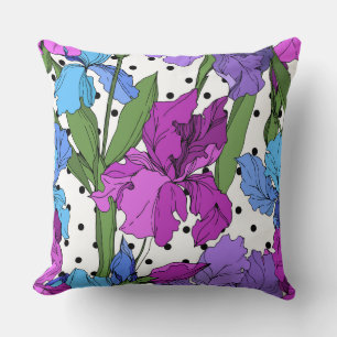 Really cute and joyful floral purple, green, dots cushion